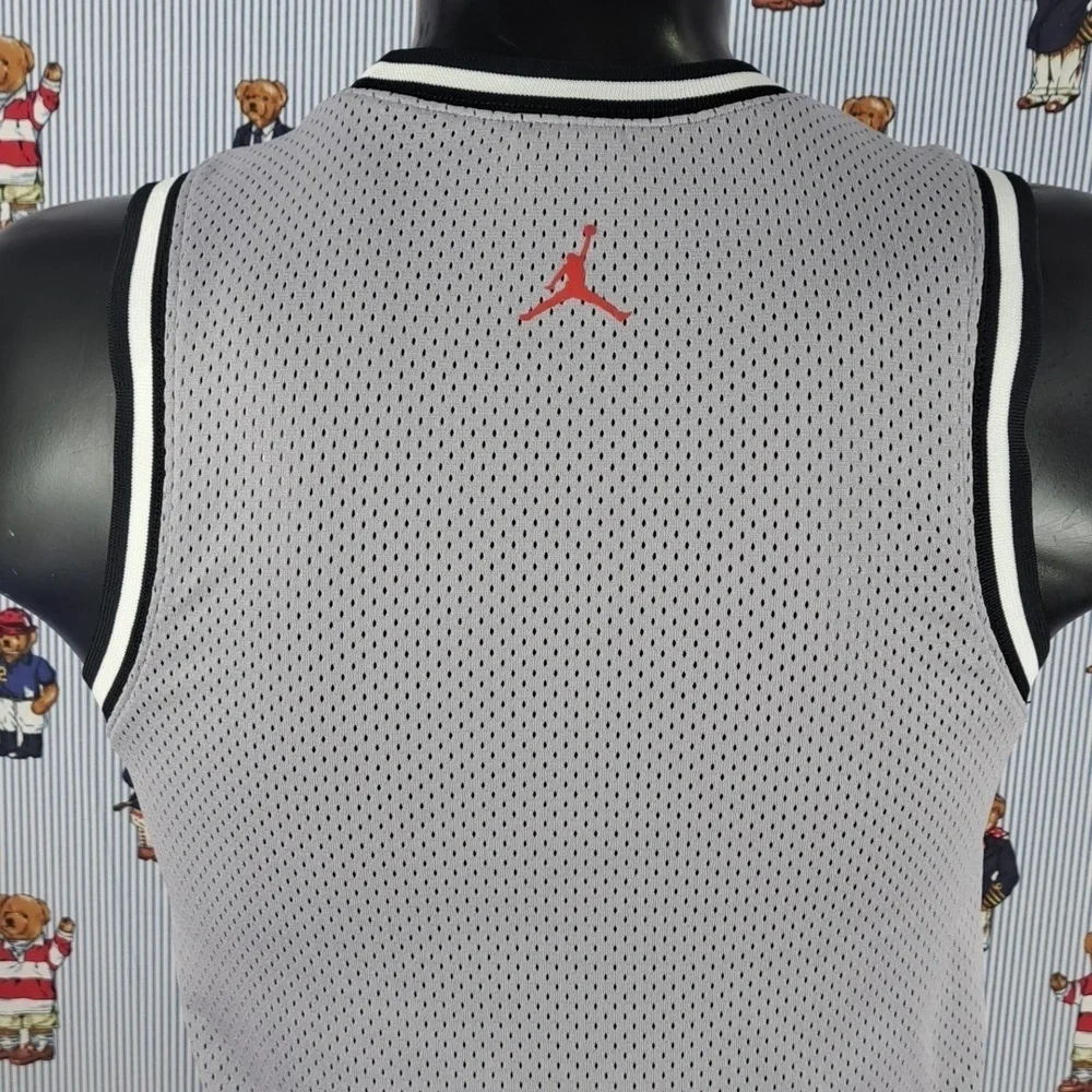 Jordan Brand flight jumpman spell out logo grey & red SM basketball jersey